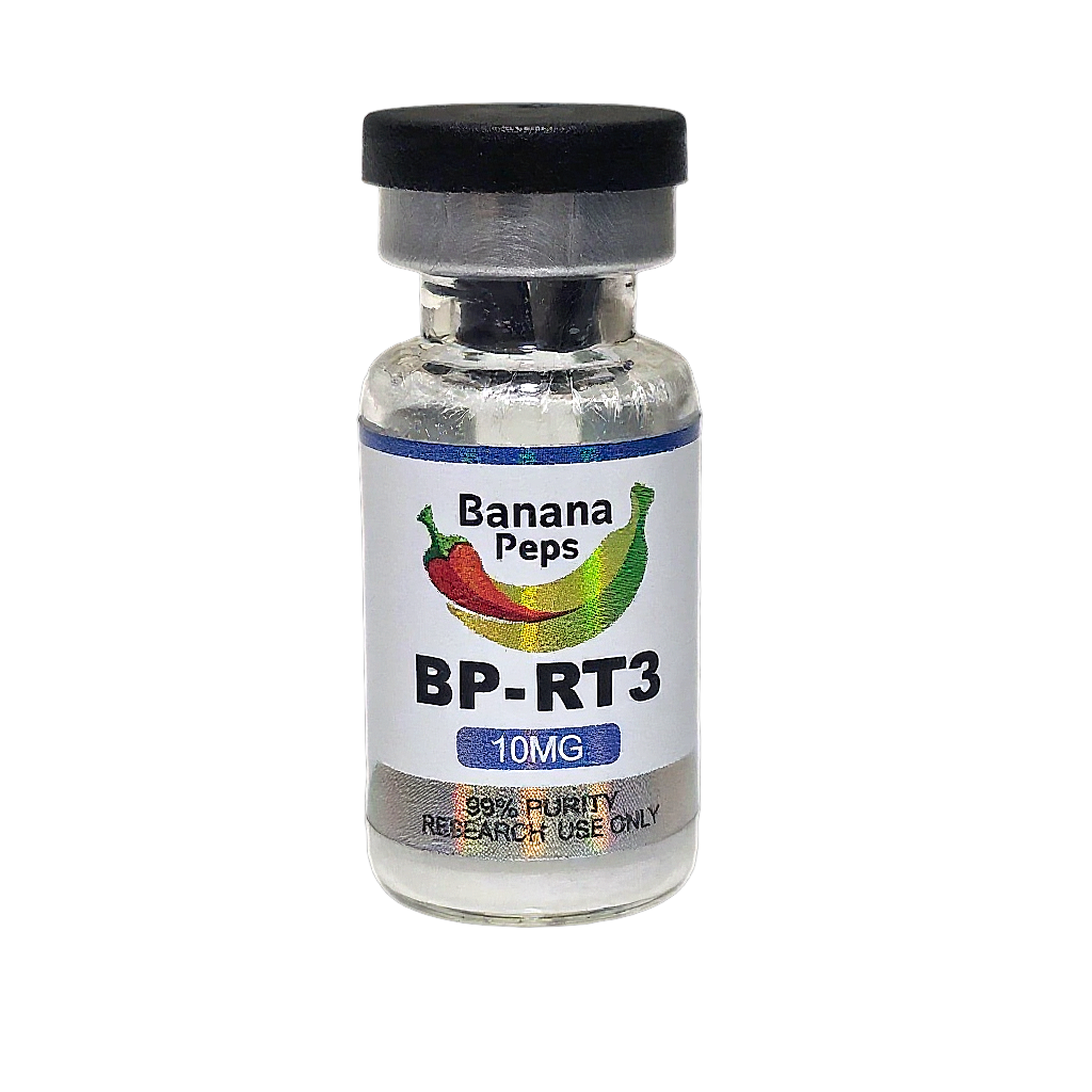 Research compound vial, labeled by compound and dose